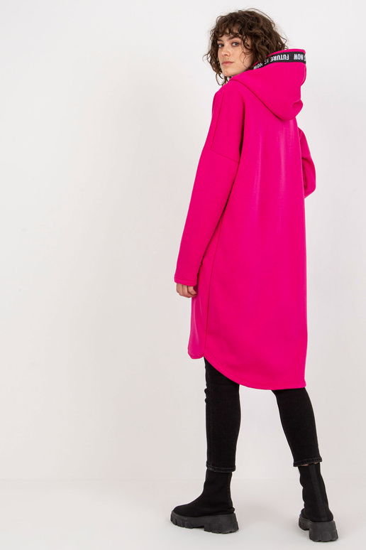Dlouhá fuchsiová mikina s kapucí