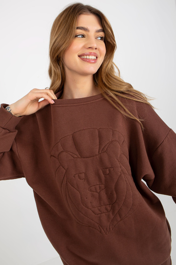 Hnědá mikina bez kapuce s... 2