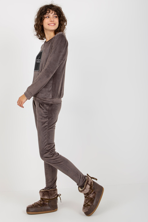 Tmavě šedá dámská velurová sada s...