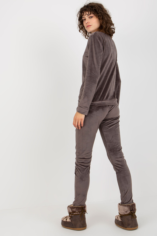 Tmavě šedá dámská velurová sada s...