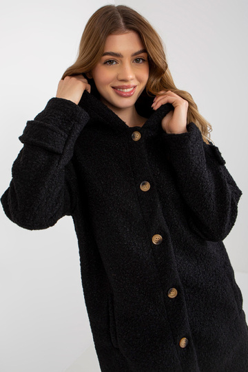 Dámský černý plyšový kabát...