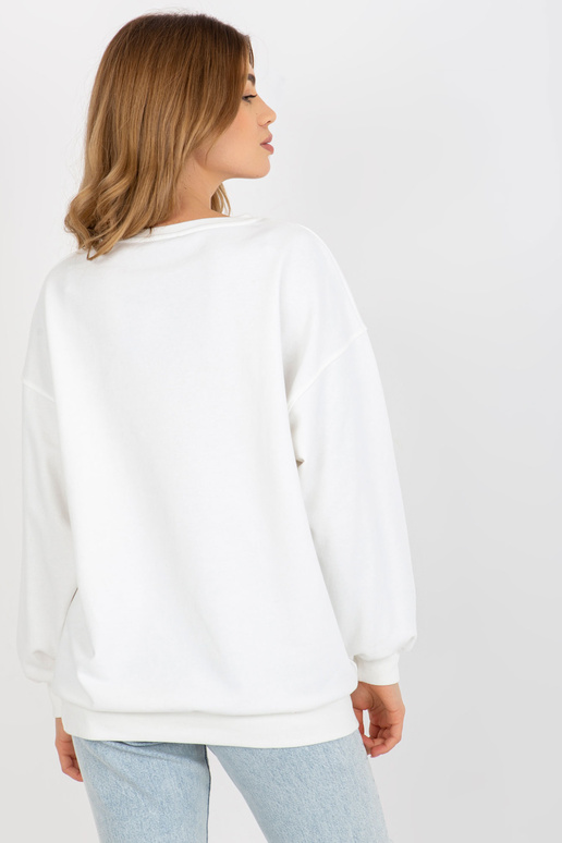 Bílá volná oversize mikina bez kapuce...