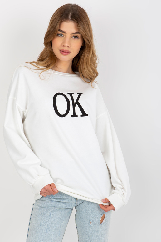 Bílá volná oversize mikina bez kapuce...