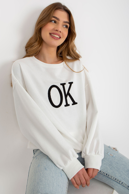 Bílá volná oversize mikina bez kapuce...