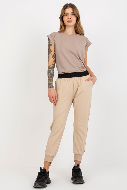 Béžové basic tepláky s elastickým pasem