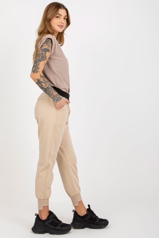 Béžové basic tepláky s elastickým pasem