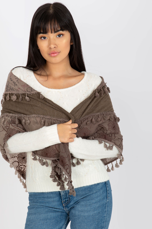 Braun-beiger Schal mit Fransenmuster