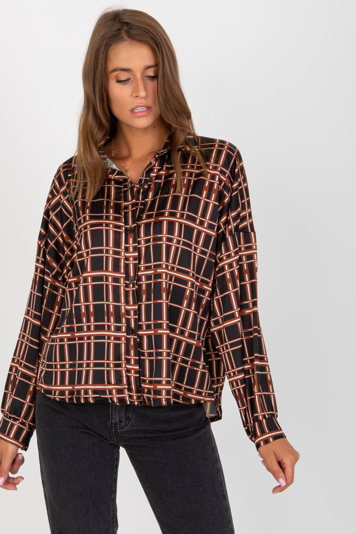 Černá kostkovaná košile s dlouhým...