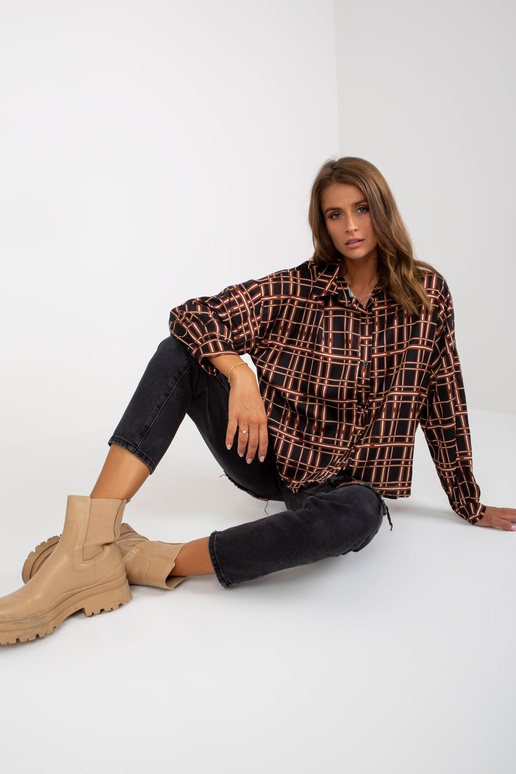 Černá kostkovaná košile s dlouhým...