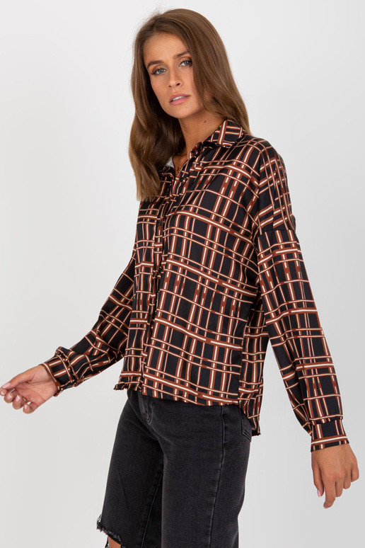 Černá kostkovaná košile s dlouhým...