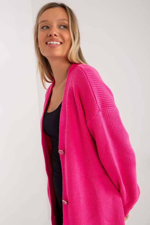 Fluo růžový cardigan s ozdobnými...