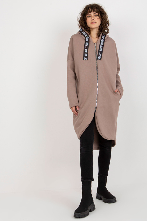 Tmavě béžová dlouhá mikina oversize...