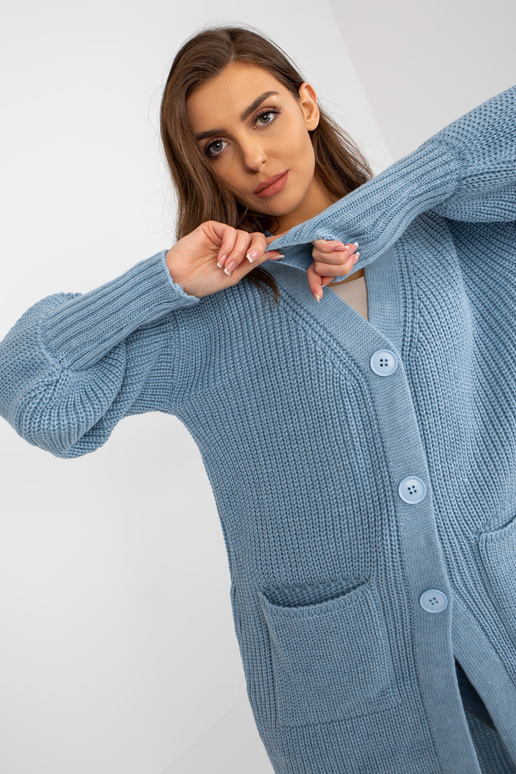 Světle modrý dlouhý kardigan s...