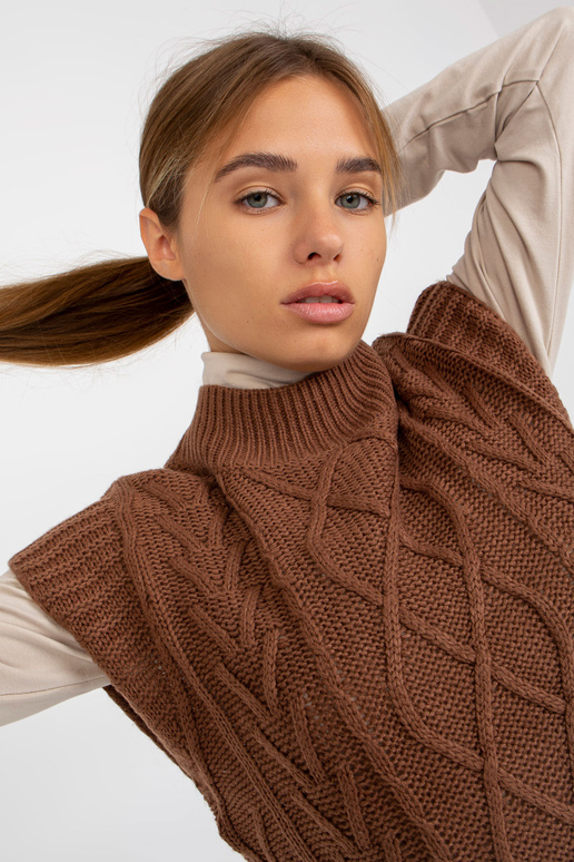 Kabelová pletená vesta SUBLEVEL hnědé...