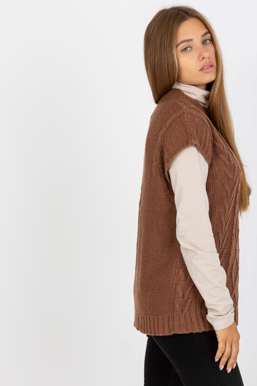 Kabelová pletená vesta SUBLEVEL hnědé...