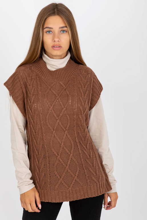 Kabelová pletená vesta SUBLEVEL hnědé...
