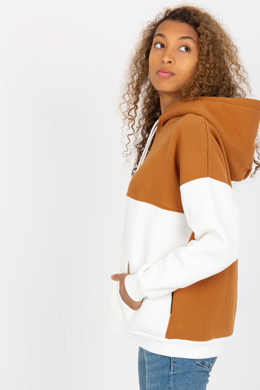 světle hnědá a ecru mikina basic s... světle hnědá a ecru mikina basic s...