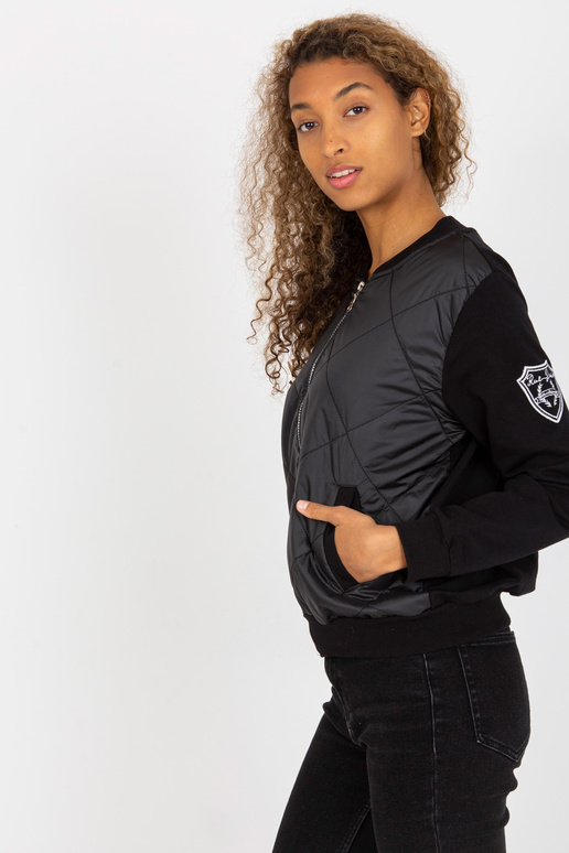 Černá prošívaná bomber mikina s RUE... Černá prošívaná bomber mikina s RUE...