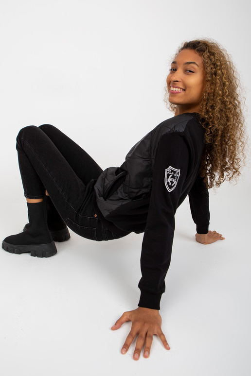 Černá prošívaná bomber mikina s RUE... Černá prošívaná bomber mikina s RUE...