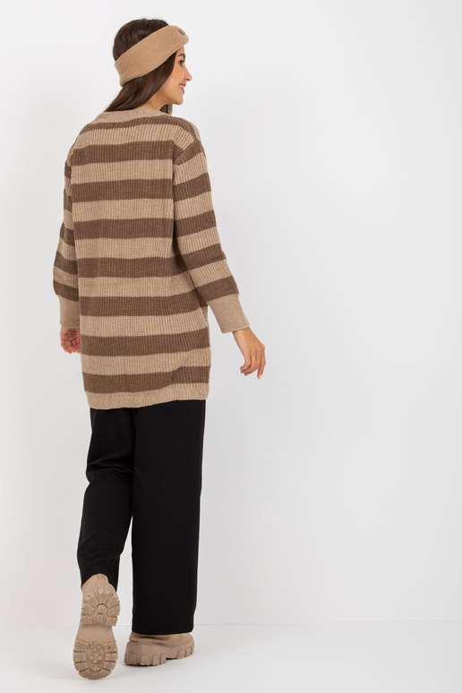 Hnědo-béžový dlouhý oversize svetr s...