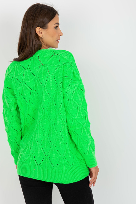 Fluo zelený prolamovaný kardigan s...