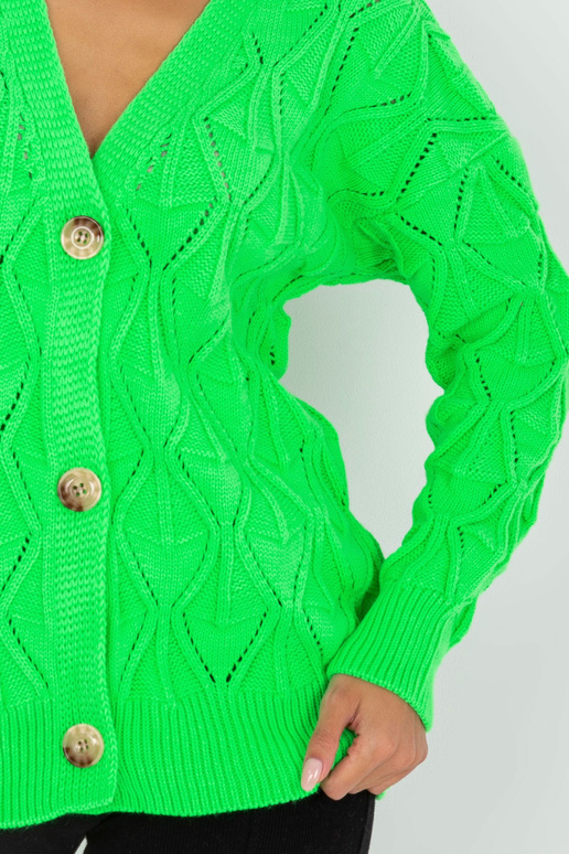 Fluo zelený prolamovaný kardigan s...