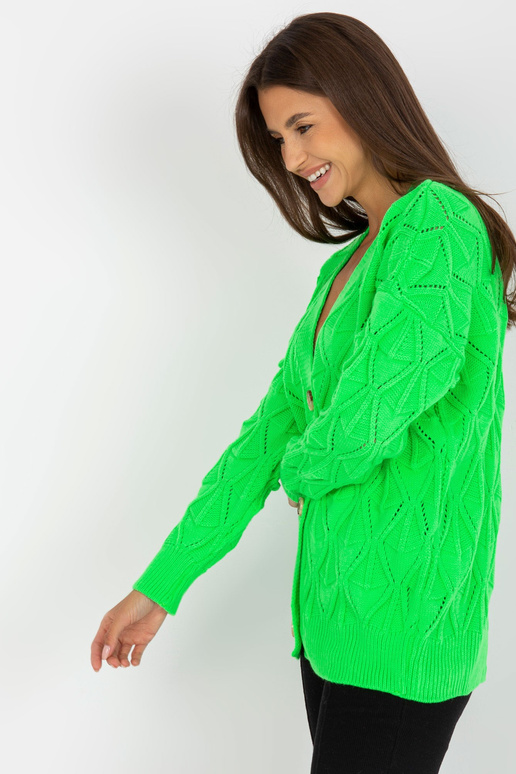 Fluo zelený prolamovaný kardigan s...