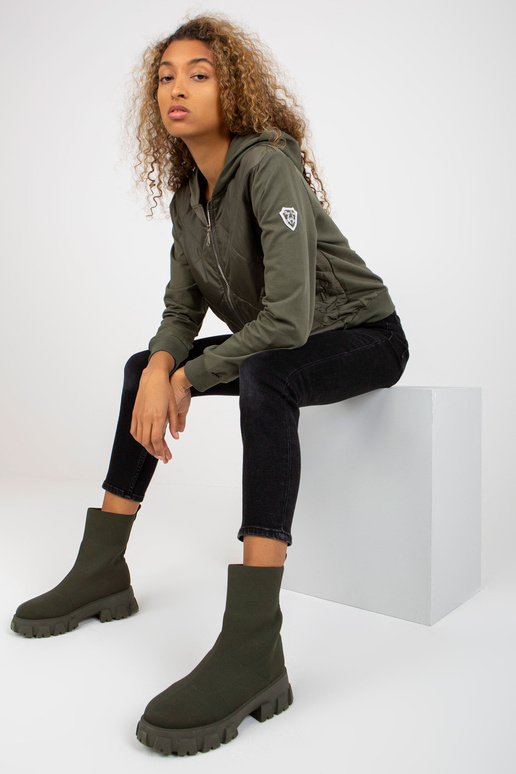 Khaki prošívaná bomber mikina s...