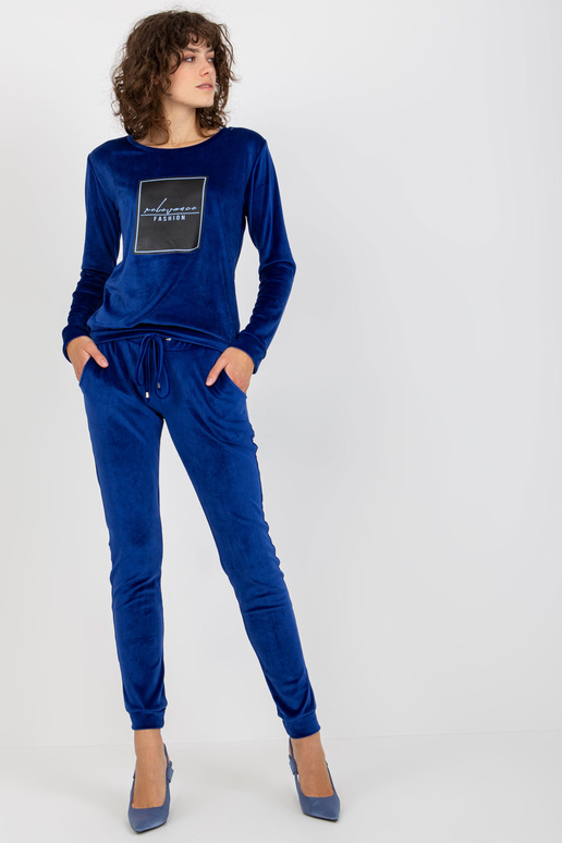 Kobaltový dámský velurový set