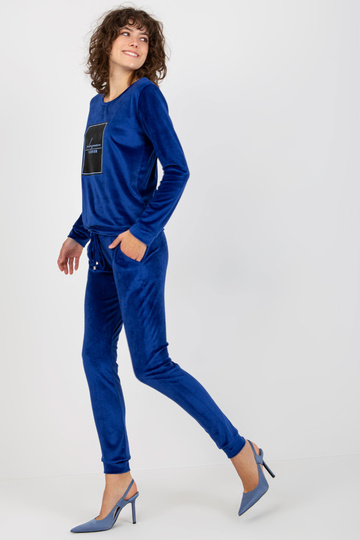 Kobaltový dámský velurový set 2