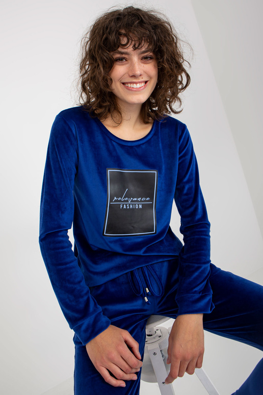 Kobaltový dámský velurový set