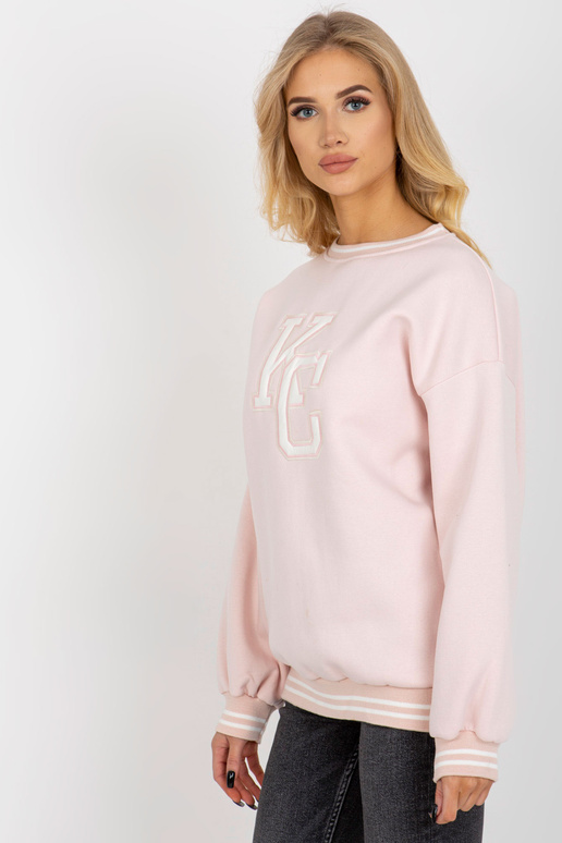 Světle růžová vycpaná mikina bez...