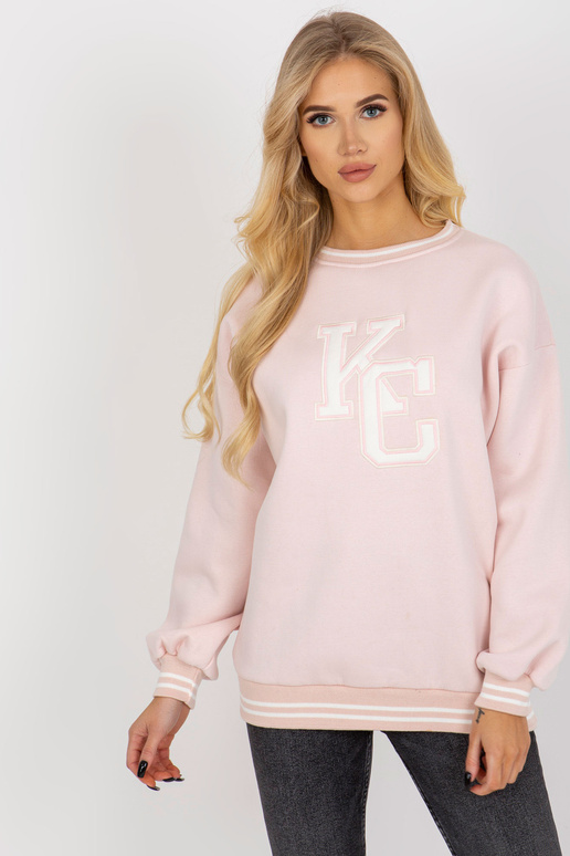 Světle růžová vycpaná mikina bez...