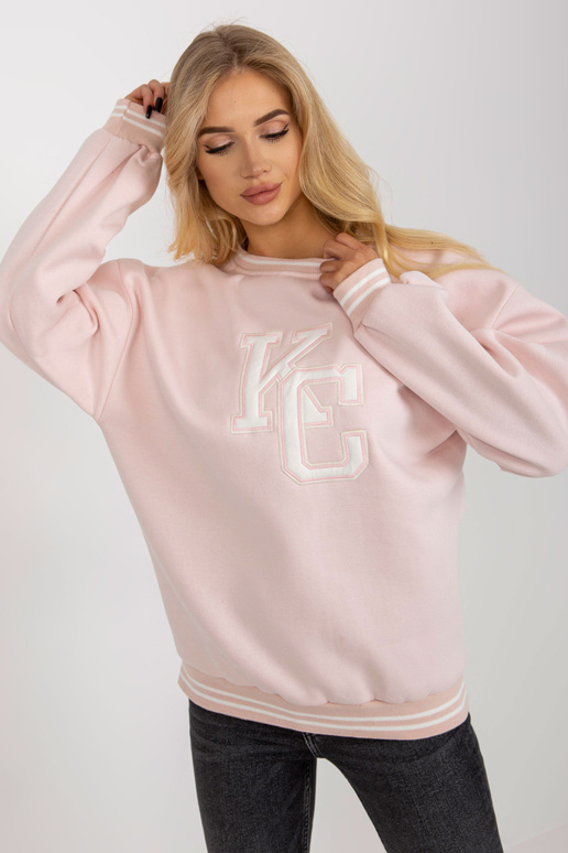 Světle růžová vycpaná mikina bez...