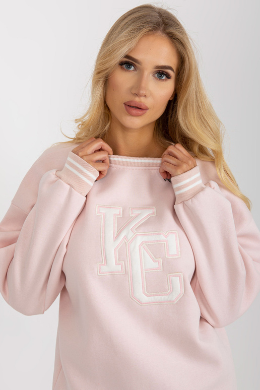 Světle růžová vycpaná mikina bez...