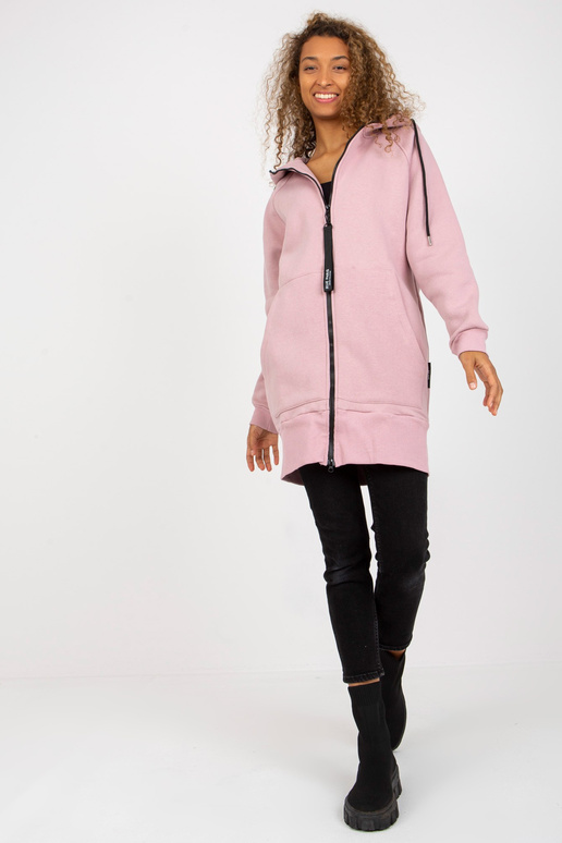 Růžová dlouhá mikina basic se zipem...