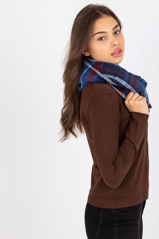 Tmavě modrý a vínový zimní kostkovaný...