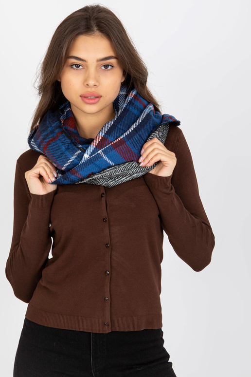 Tmavě modrý a vínový zimní kostkovaný...