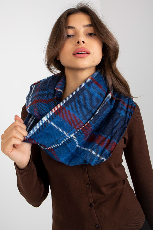 Tmavě modrý a vínový zimní kostkovaný...
