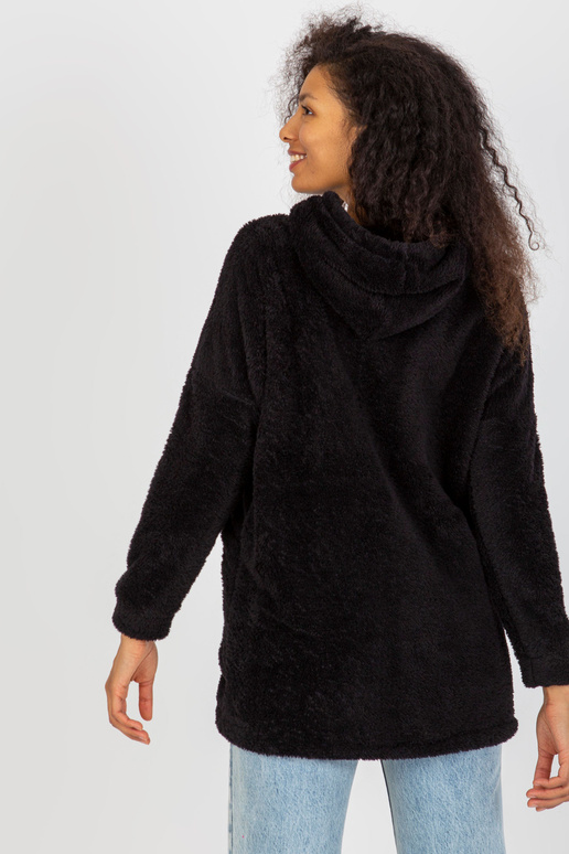 Černá kožešinová mikina RUE PARIS