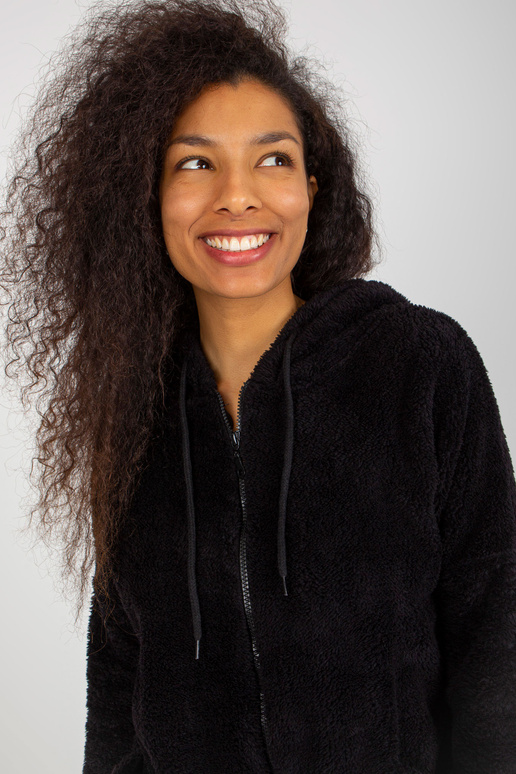 Černá kožešinová mikina RUE PARIS