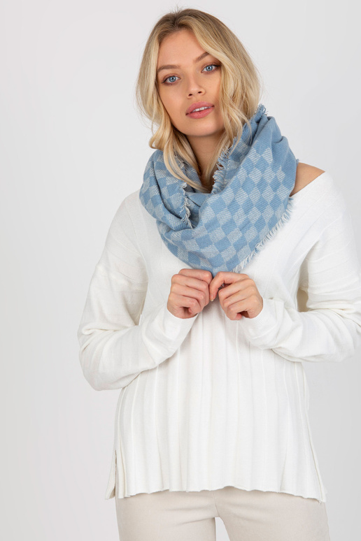 Modrobílý dámský zimní šátek s vlnou