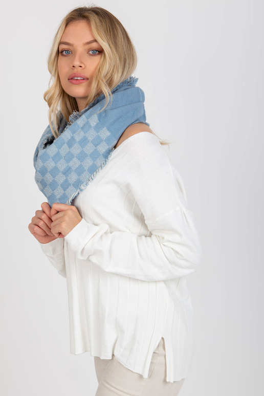 Modrobílý dámský zimní šátek s vlnou