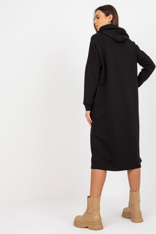 Schwarzes Basic-Sweatshirtkleid mit...