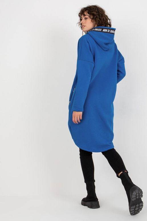 Tmavě modrá dlouhá mikina s kapucí