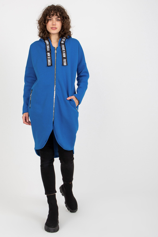 Tmavě modrá dlouhá mikina s kapucí