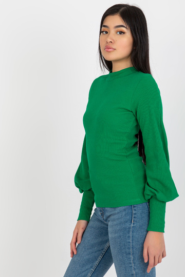 Zelená žebrovaná halenka s...