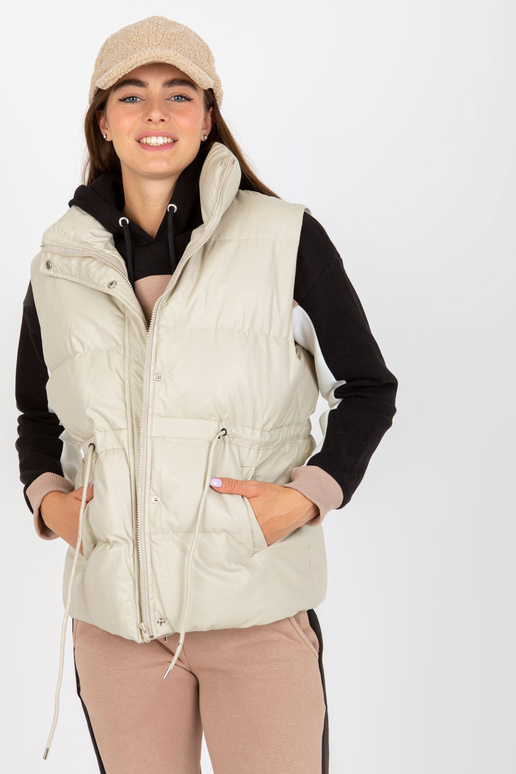 Světle béžová péřová vesta z eko kůže... Světle béžová péřová vesta z eko kůže...