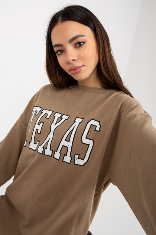 Tmavě béžová dlouhá mikina s nápisem... Tmavě béžová dlouhá mikina s nápisem...