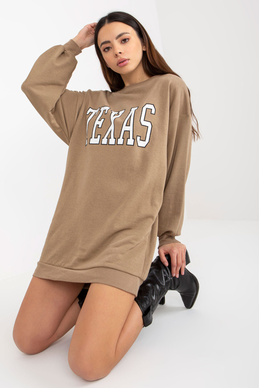 Tmavě béžová dlouhá mikina s nápisem... Tmavě béžová dlouhá mikina s nápisem...